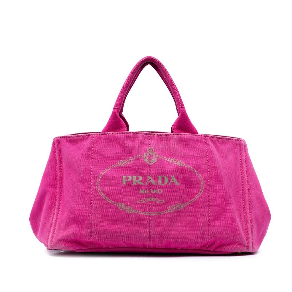 Prada Canvas Canapa Logo Tote Pink Very good - Front View