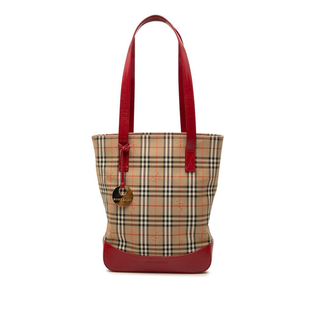 Burberry Haymarket Check Canvas Tote Beige Very good - Front View