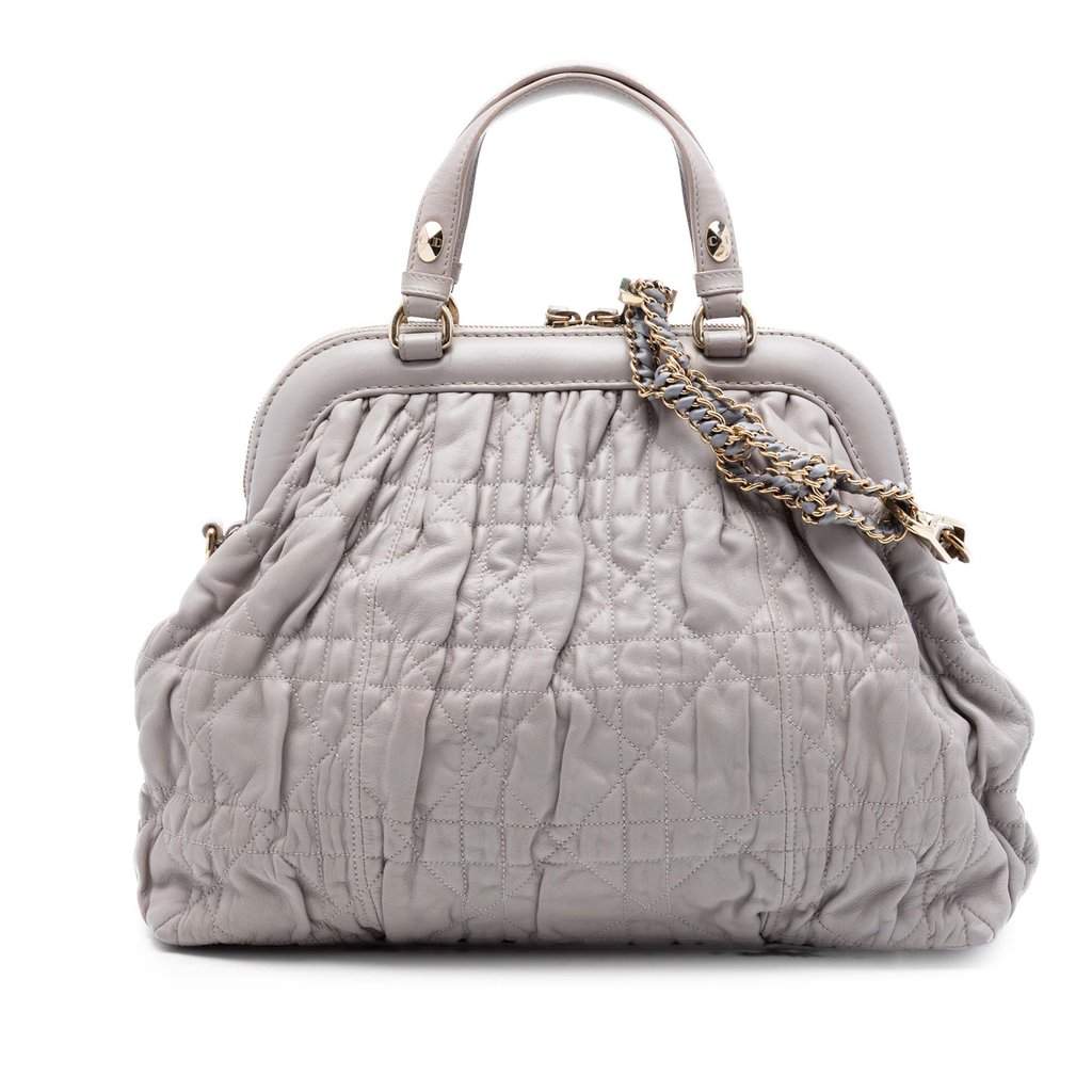 Dior Lambskin Gaufre Cannage Delices Frame Satchel MultiColor Leather Very good condition - Front View