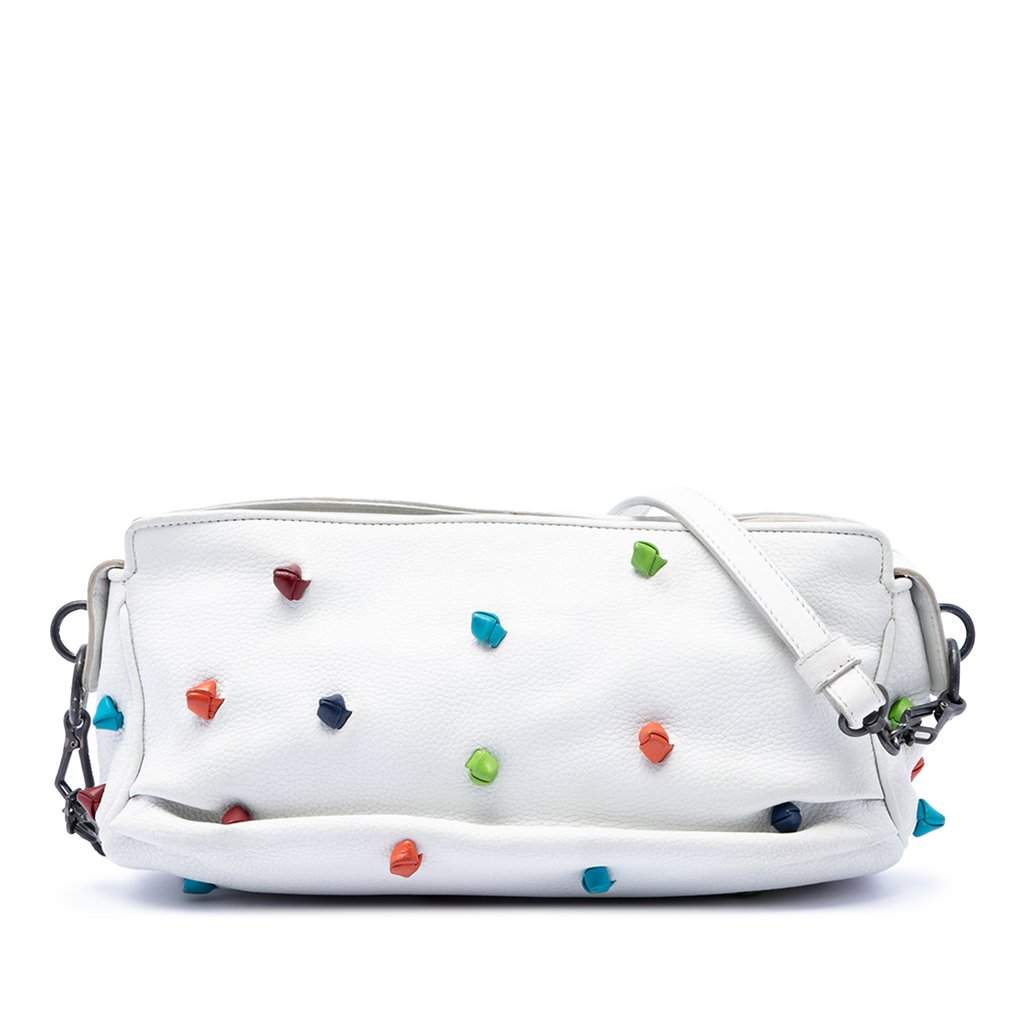 Bottega Veneta Grained Calfskin Toggle Crossbody White Leather Very good condition - Front View