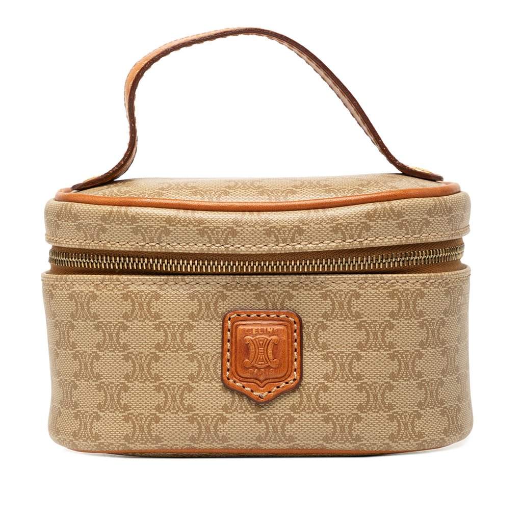 Celine Mini Macadam Coated Canvas Vanity Bag Beige Very good - Front View