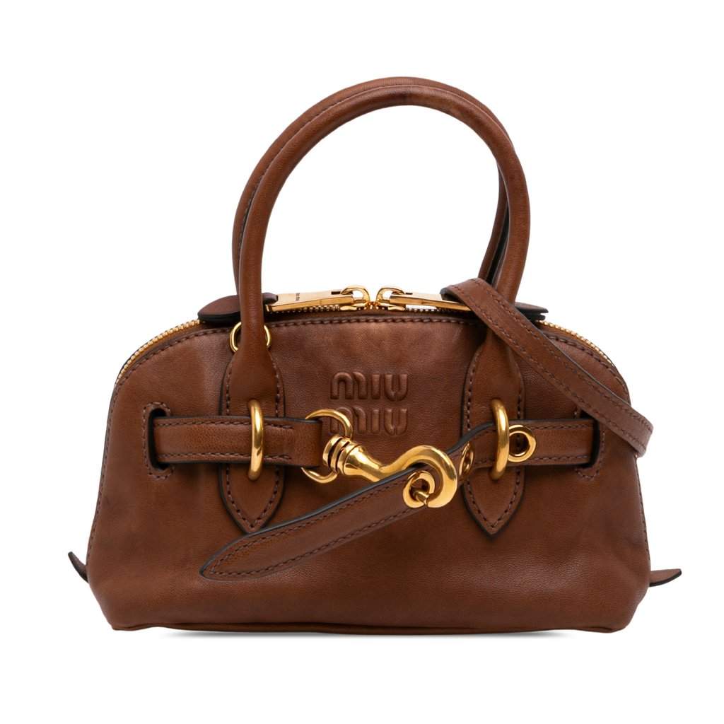 Miu Miu Mini Nappa Aventure Satchel Brown Leather Very good - Front View