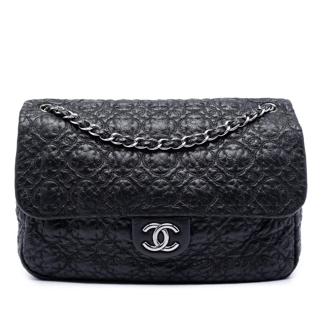 Chanel Jumbo Quilted Vinyl Rock In Moscow Single Flap Black Plastic Very good condition - Front View
