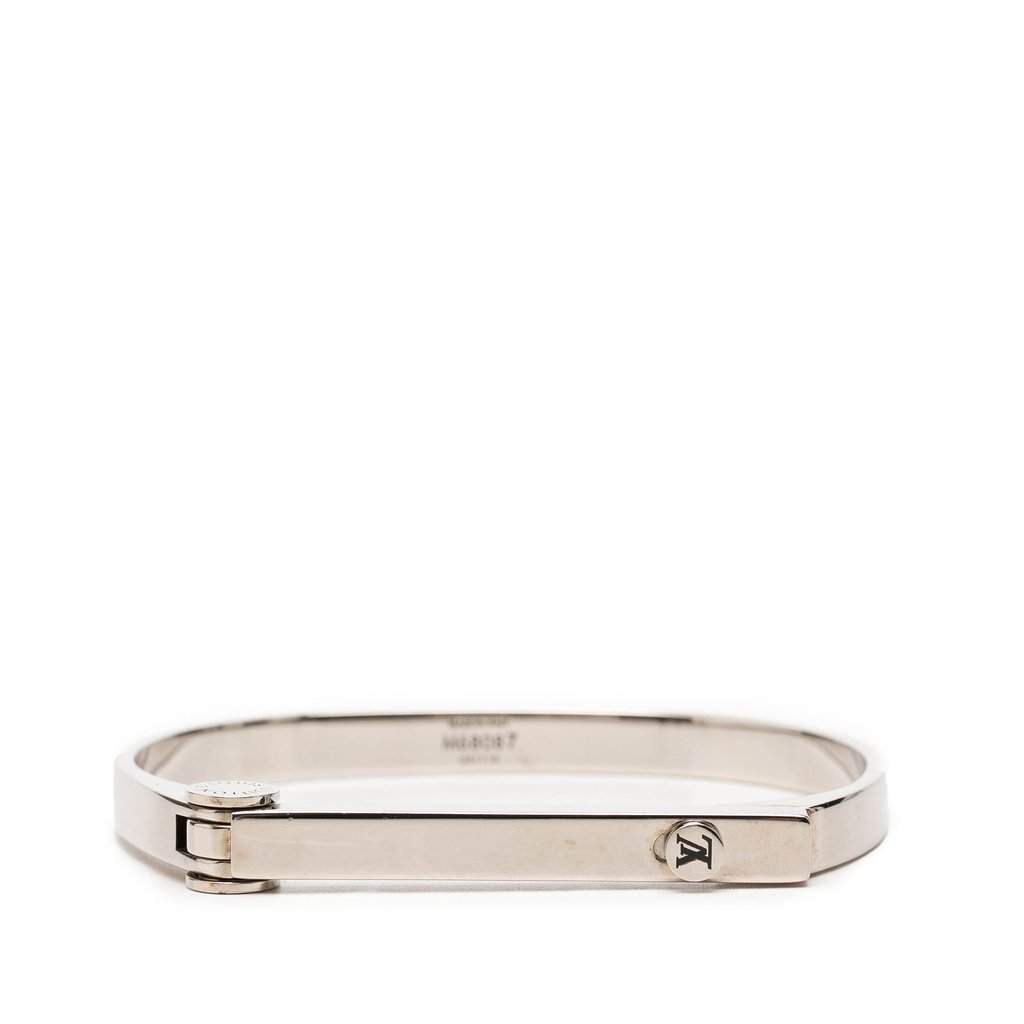 Louis Vuitton Brass Hinge Lock Bangle Silver Metal Very good - Front View