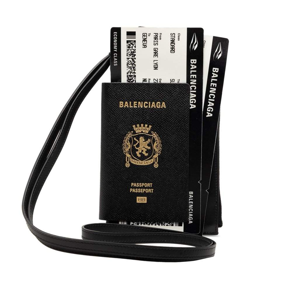 Balenciaga Leather Passport Phone Case Holder Black Leather Very good condition - Front View
