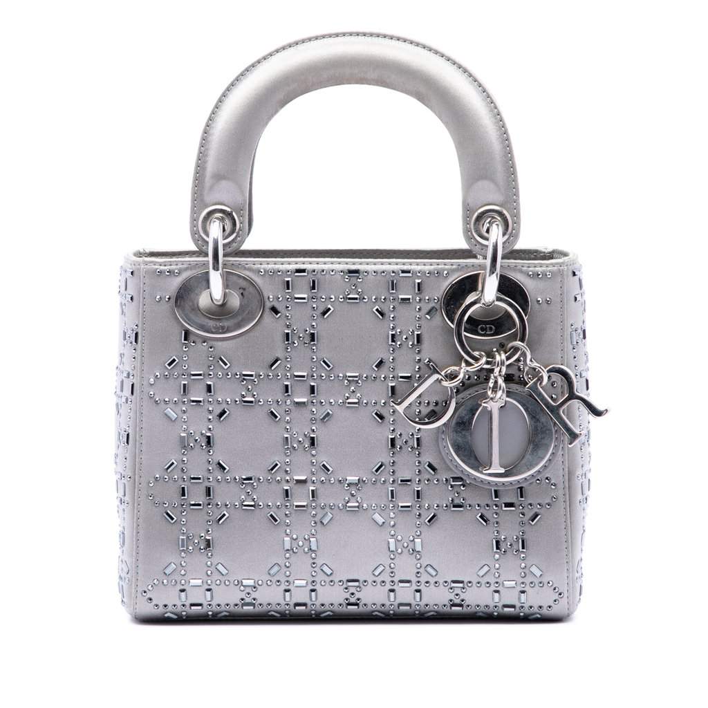 Dior Mini Satin Cannage Crystal Embellished Lady Dior MultiColor Very good condition - Front View