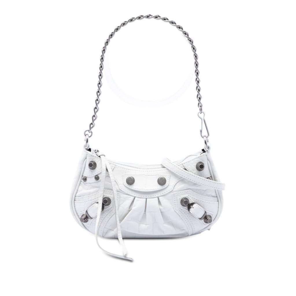 Balenciaga Mini Embossed Leather Motocross Le Cagole White Leather Very good condition - Front View