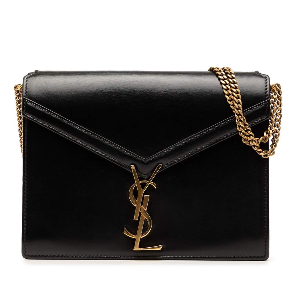 Saint Laurent Smooth Calfskin Monogram Cassandra Clasp Bag Black Leather Very good condition - Front View