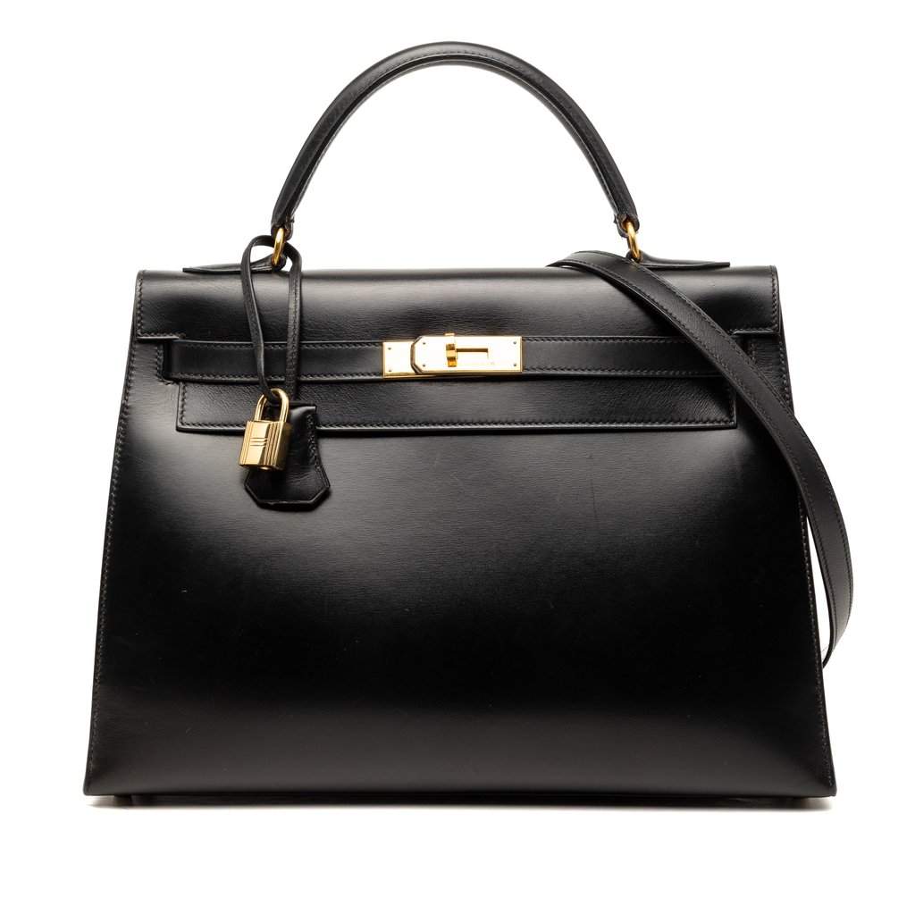 Hermès Box Calf Kelly Sellier 32 Black Leather Very good condition - Front View