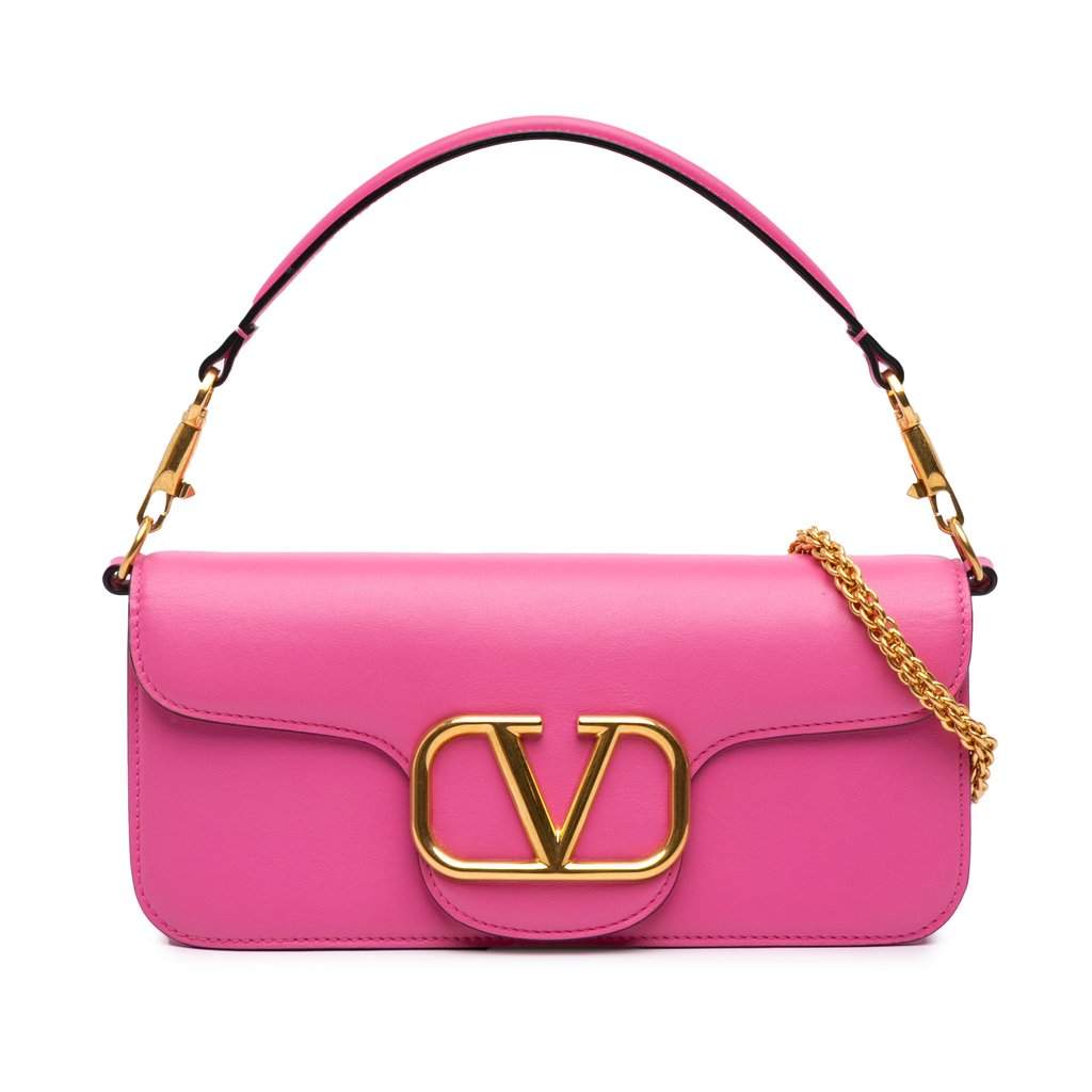 Valentino Medium Calfskin VLogo Loco Satchel Pink Leather Very good condition - Front View