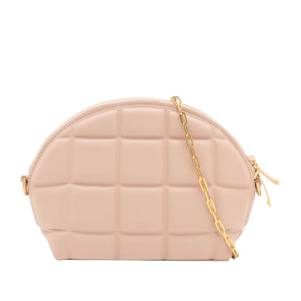 Bottega Veneta Mini Padded Nappa Half Moon Chain Crossbody Pink Leather Very good - Front View