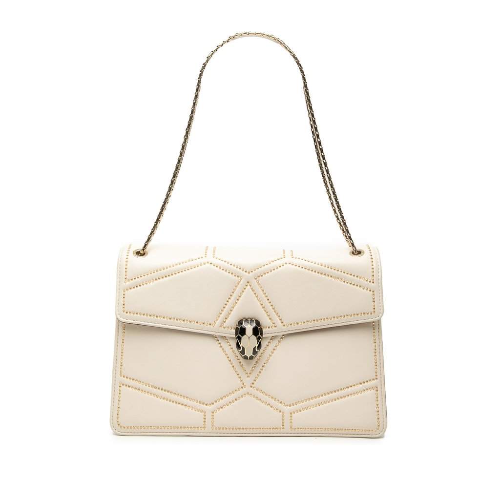 Bvlgari Studded Leather Diamond Blast Serpenti Forever Crossbody Beige Leather Very good - Front View