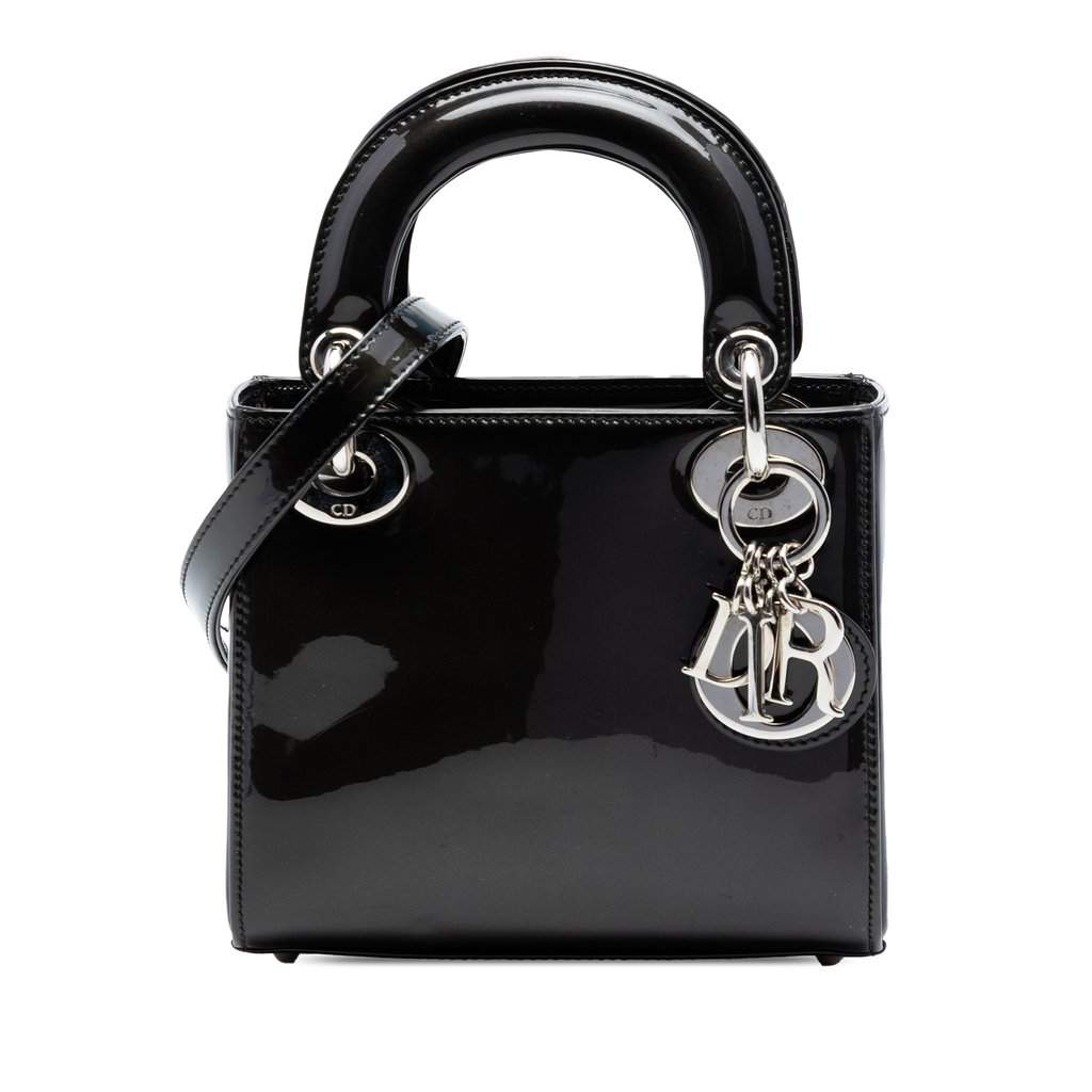 Dior Mini Patent Lady Dior Black Leather Very good condition - Front View