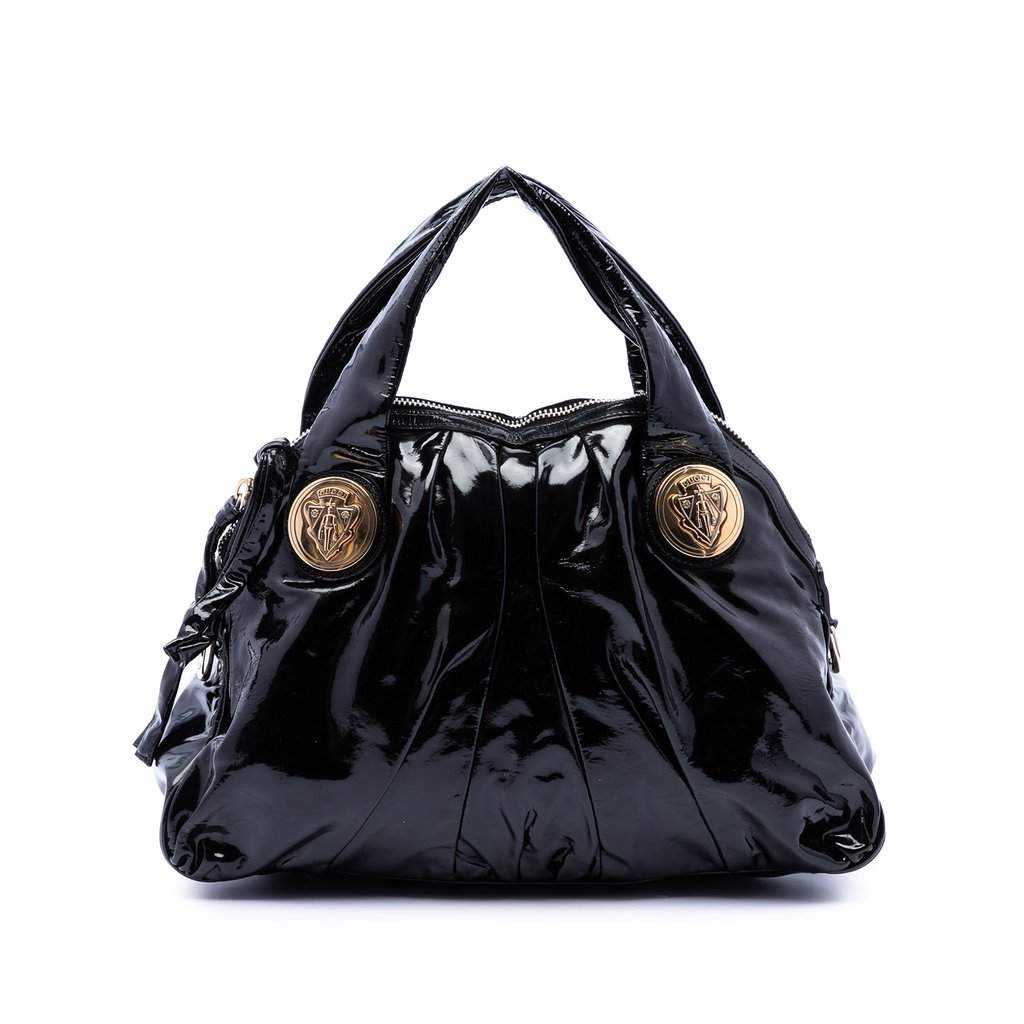 Gucci Large Patent Hysteria Satchel Black Leather Very good condition - Front View