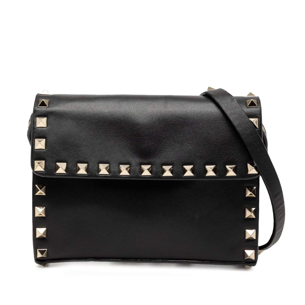 Valentino Mini Leather Rockstud Crossbody Black Leather Very good condition - Front View