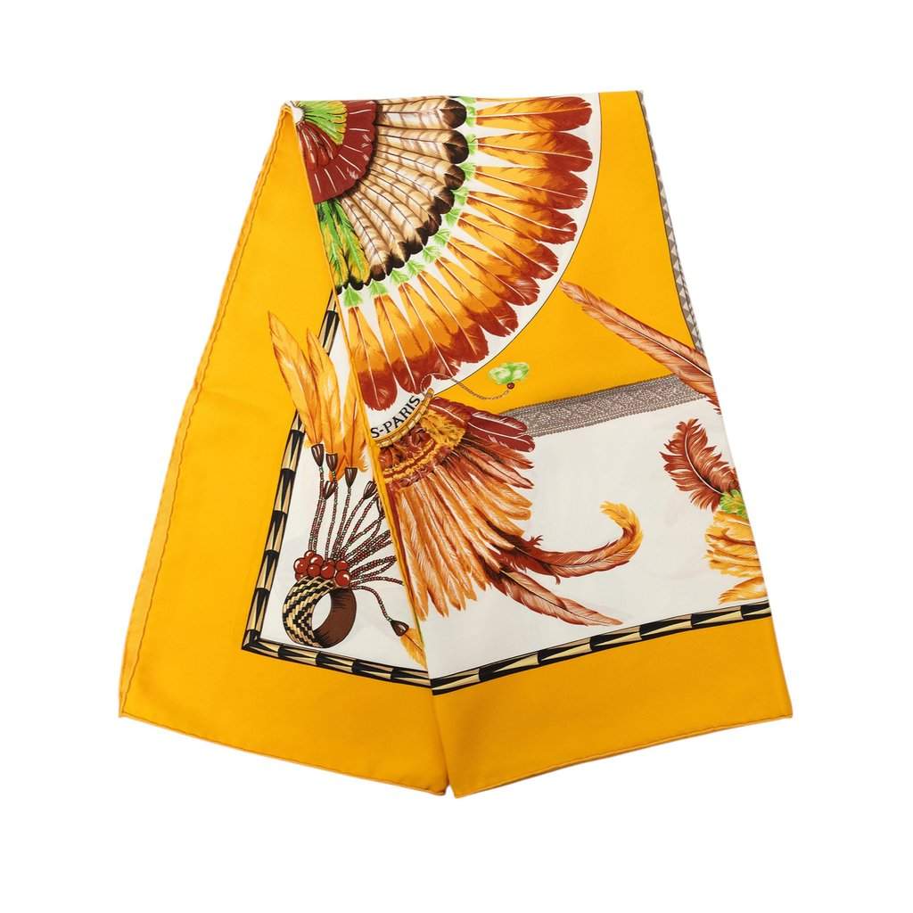 Hermès Brazil Silk Scarf 90 Yellow Never worn - Front View