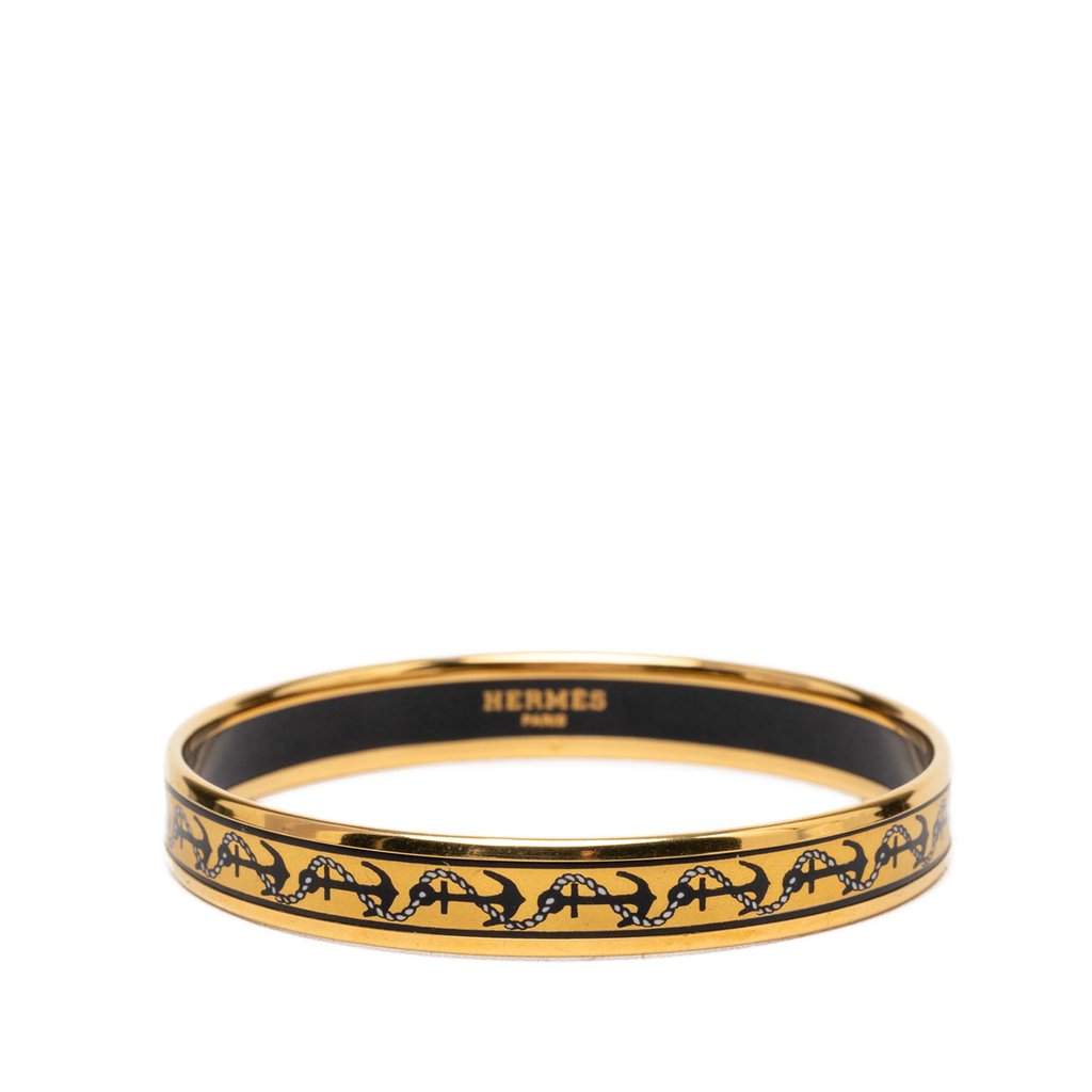 Hermès Narrow Anchor and Rope Enamel Bangle 65 Yellow Very good - Front View