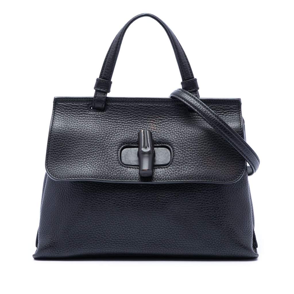 Gucci Small Leather Bamboo Daily Satchel Black Leather Very good condition - Front View