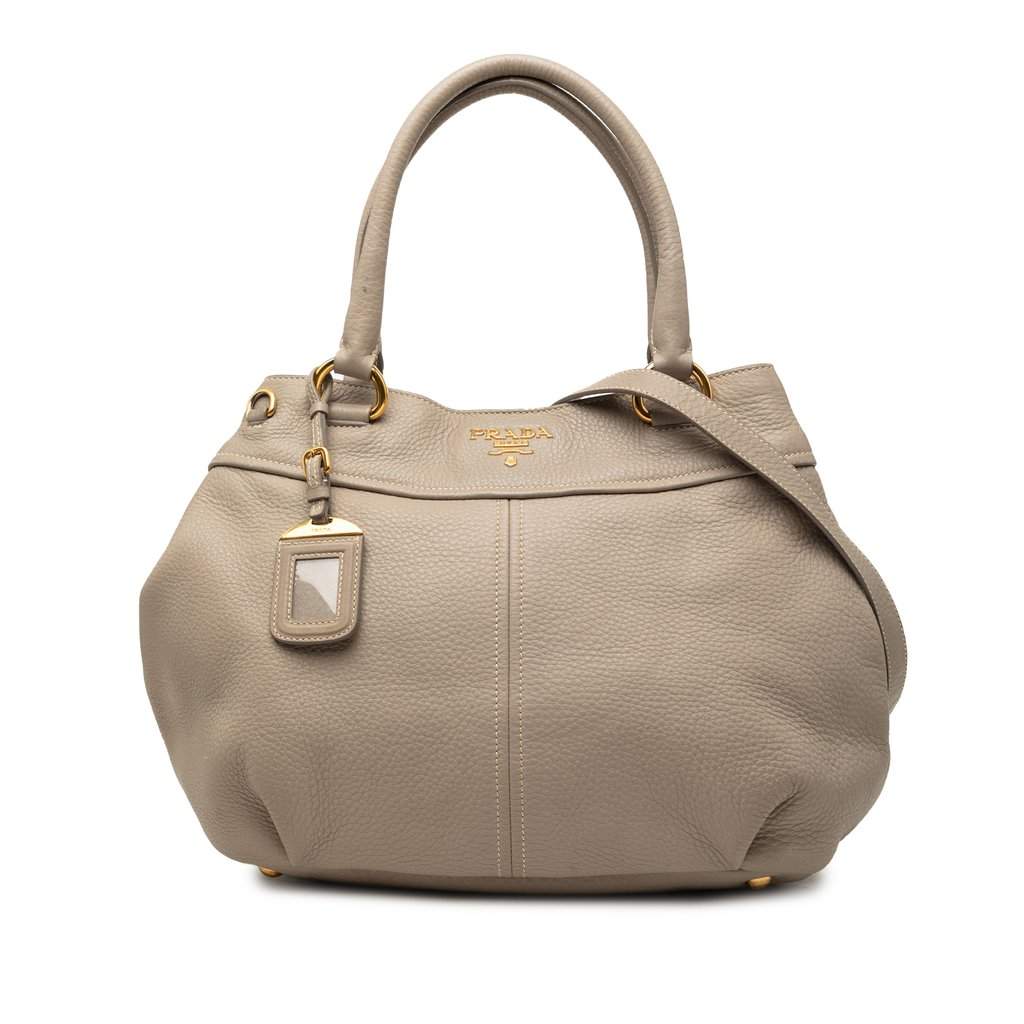 Prada Vitello Daino Open Convertible Tote Brown Leather Very good condition - Front View