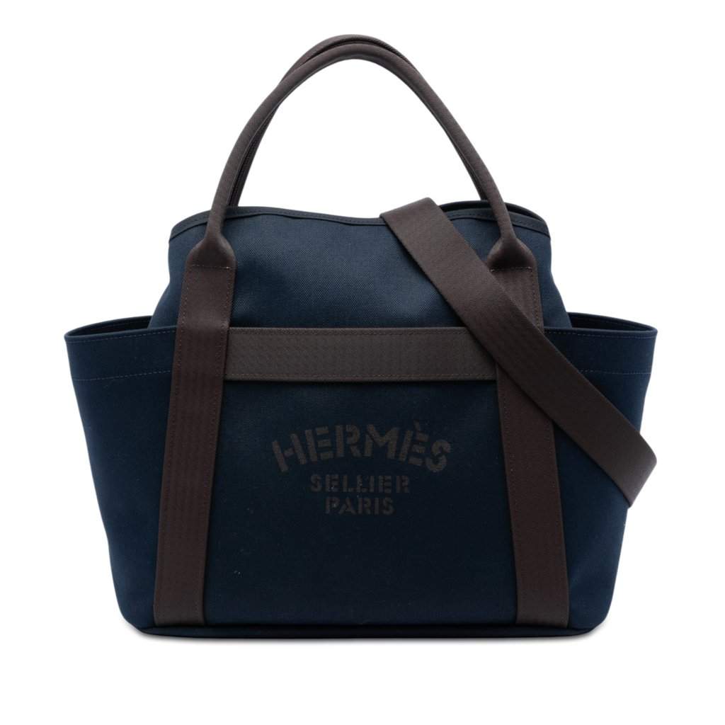 Hermès Toile Sac de Pansage Grooming Bag Blue Very good condition - Front View