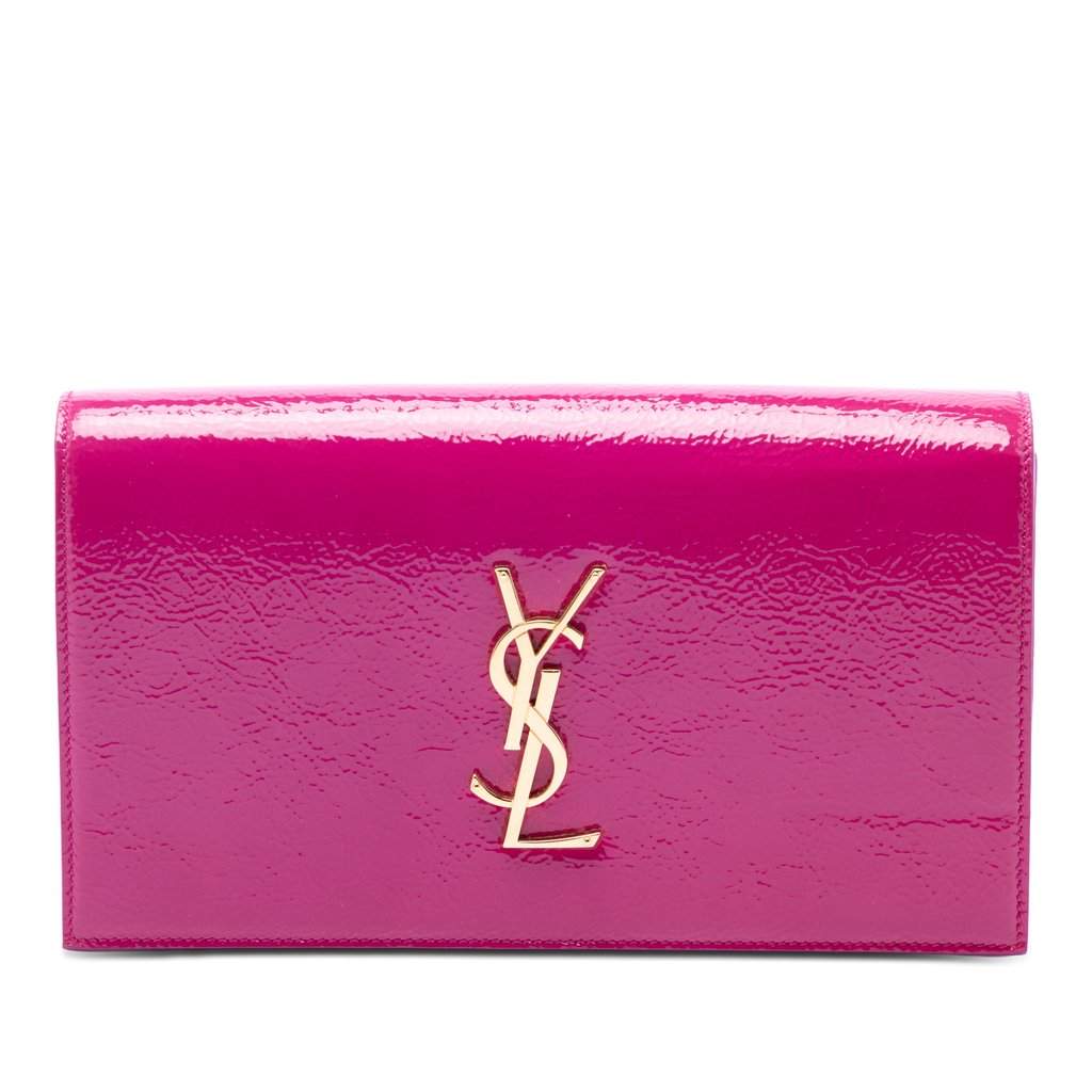 Saint Laurent Patent Monogram Kate Clutch Pink Leather Very good condition - Front View