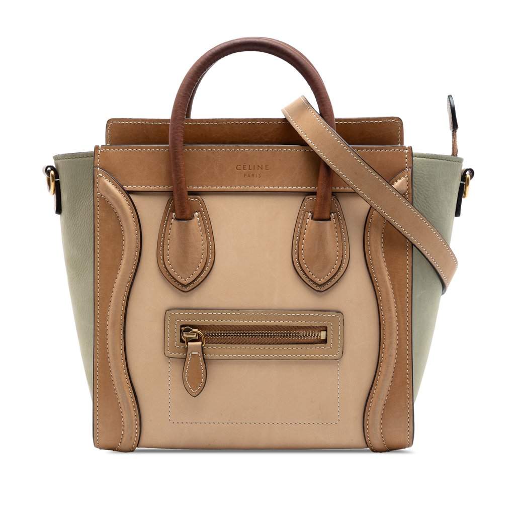 Celine Nano Tricolor Leather Luggage Tote Brown Leather Very good - Front View