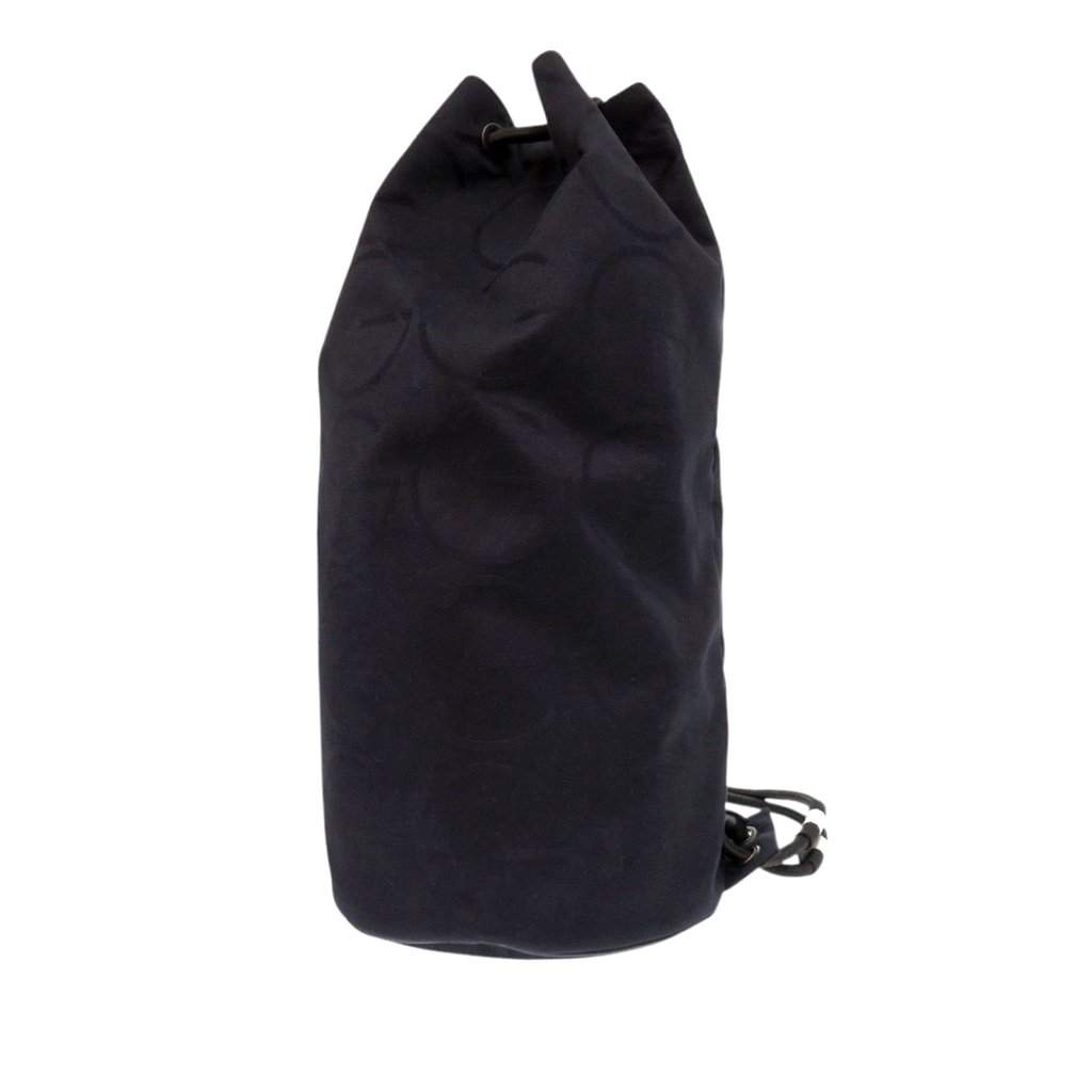 Gucci G Monogram Canvas Drawstring Sling Bag Black Very good - Front View
