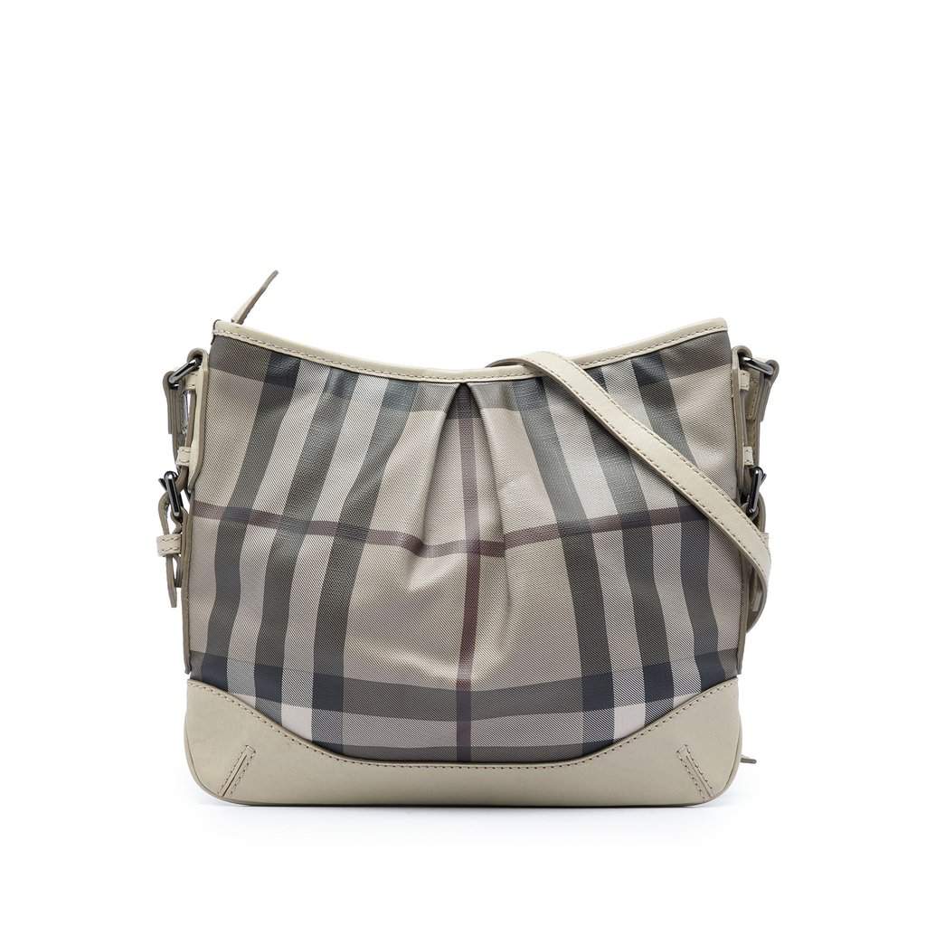 Burberry Smoke Check Coated Canvas Hartham Crossbody Beige Very good - Front View