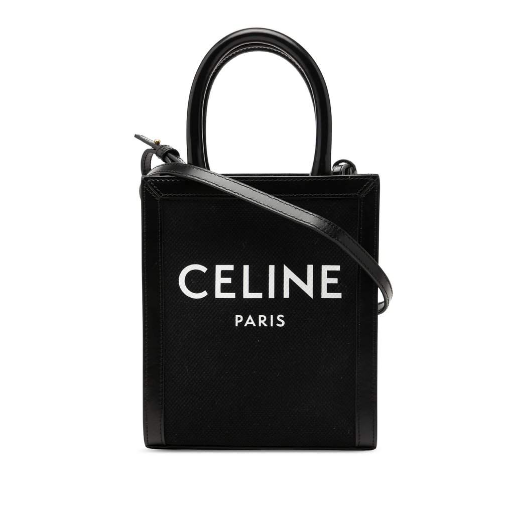 Celine Mini Canvas Vertical Cabas Tote Black Very good - Front View