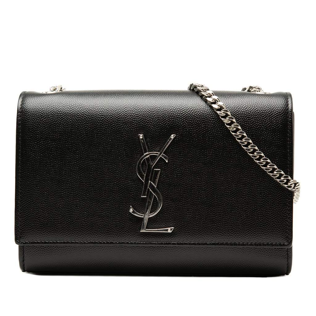 Saint Laurent Small Grain De Poudre Monogram Kate Crossbody Black Leather Very good condition - Front View