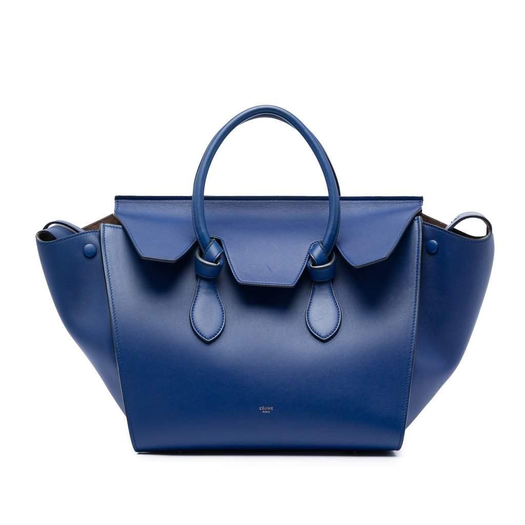 Celine Medium Smooth Calfskin Tie Knot Tote Blue Leather Very good condition - Front View