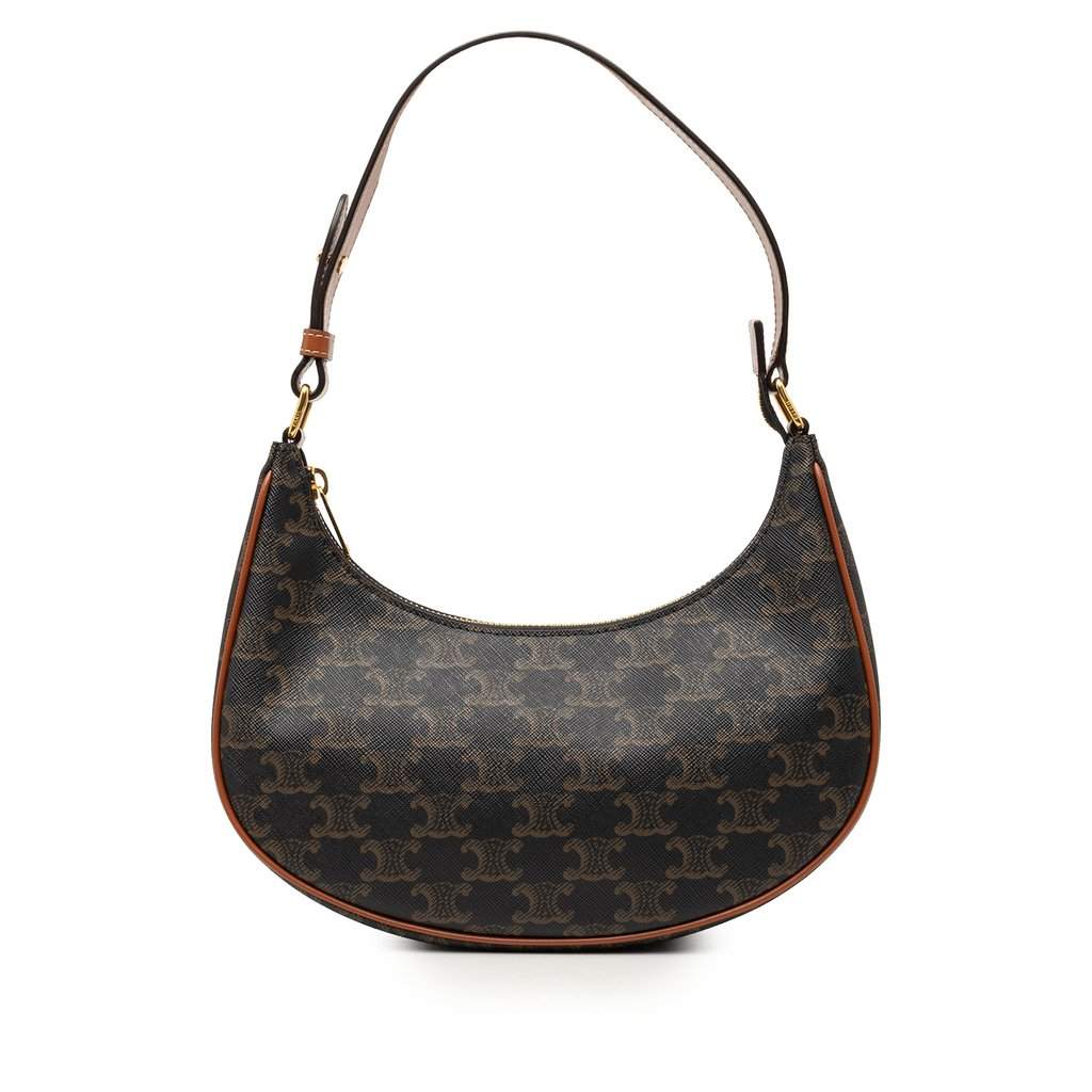 Celine Triomphe Coated Canvas Ava Shoulder Bag Brown Very good condition - Front View