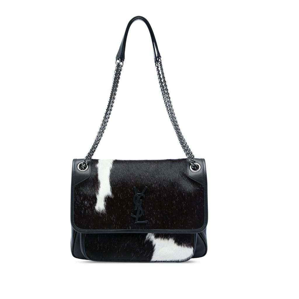 Saint Laurent Medium Pony Hair Niki Black Very good - Front View