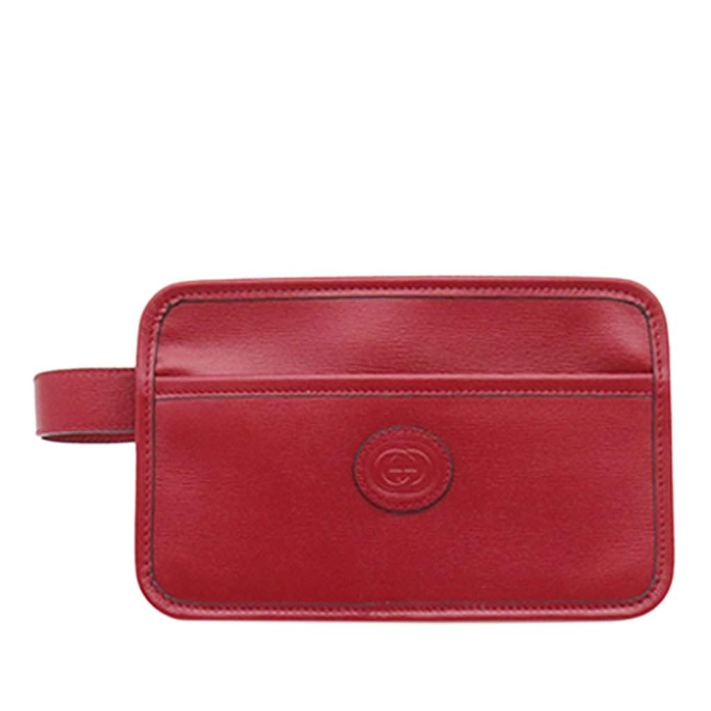 Gucci Calfskin Interlocking G Clutch Red Leather Very good - Front View