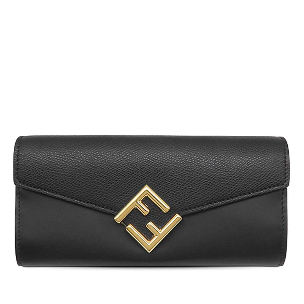 Fendi Leather FF Diamonds Continental Wallet Black Leather Very good - Front View