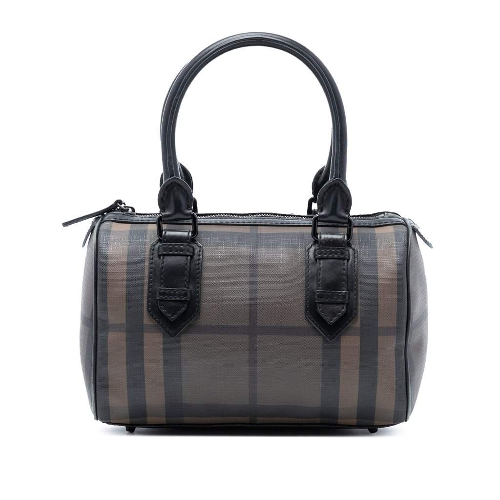 Burberry Smoke Check Coated Canvas Chester Boston Bag Brown Very good condition - Front View