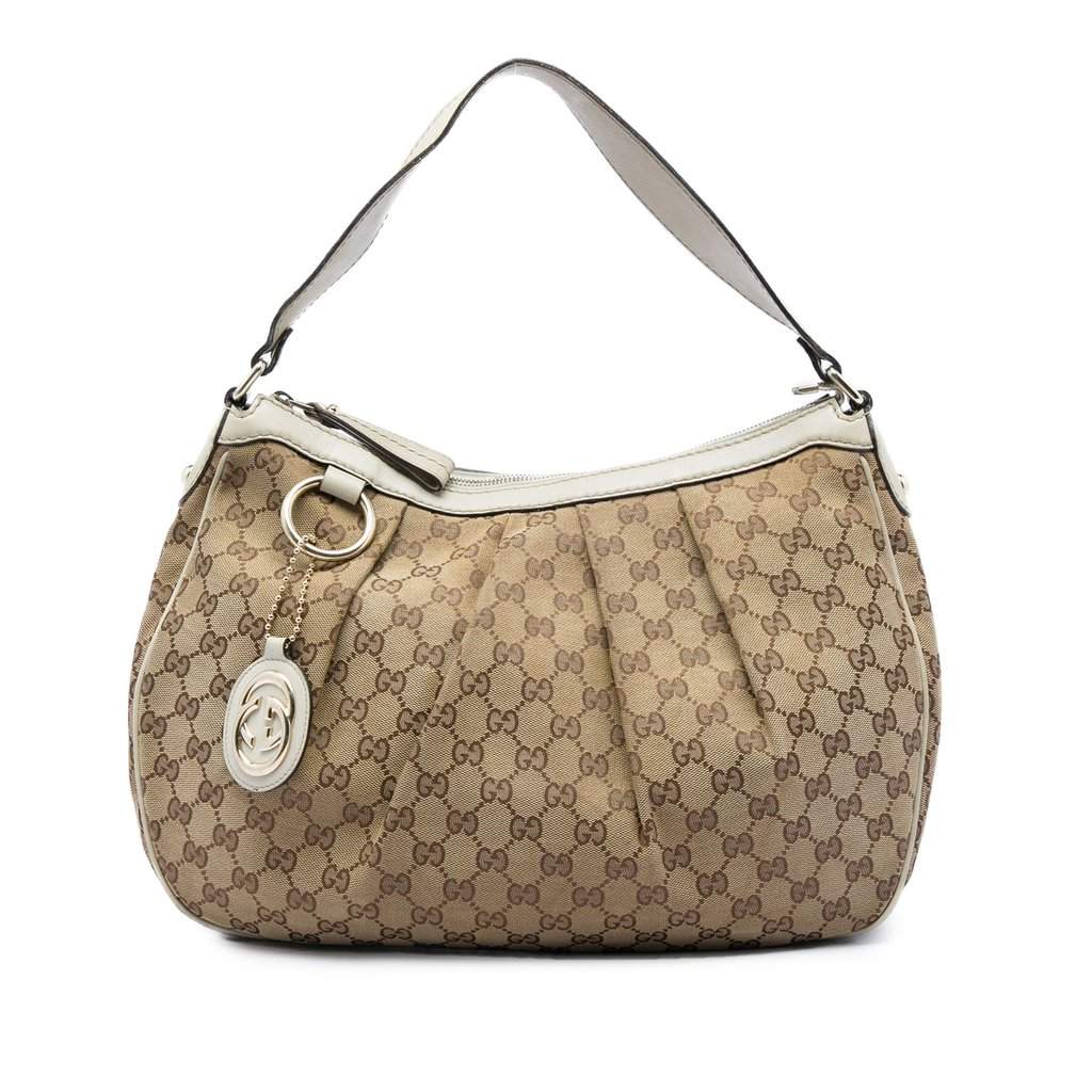 Gucci GG Canvas Sukey Shoulder Bag Beige Very good - Front View