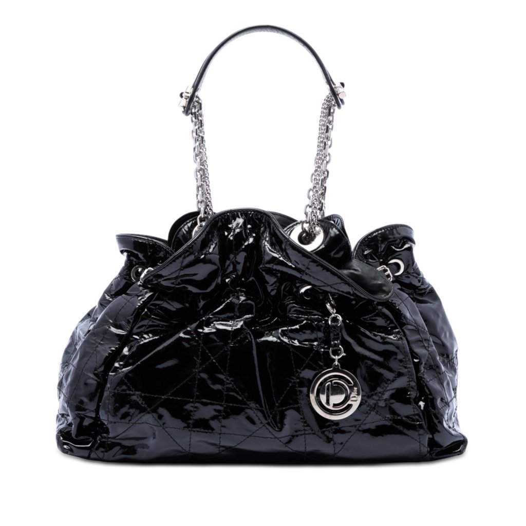 Dior Patent Cannage Le Trente Tote Black Leather Very good condition - Front View
