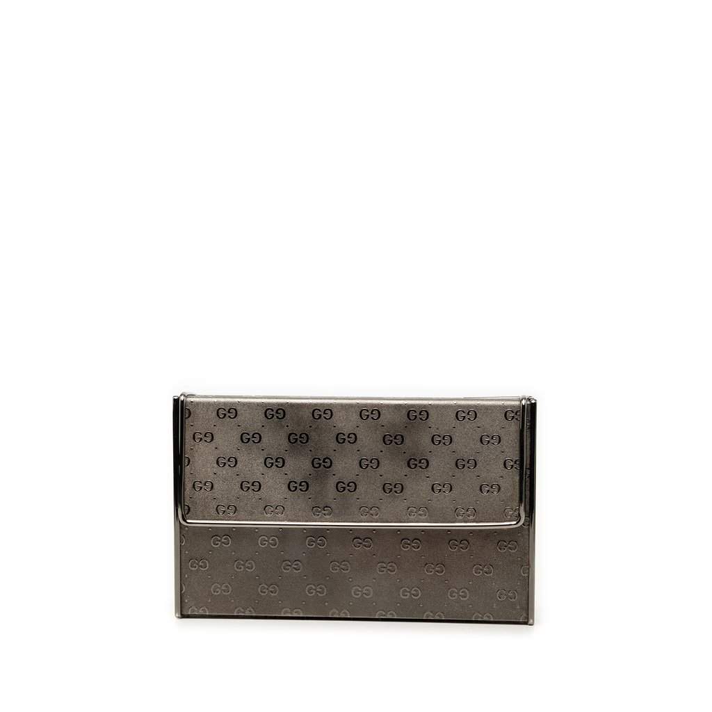Gucci Micro GG Metal Pouch Silver Metal Good condition - Front View