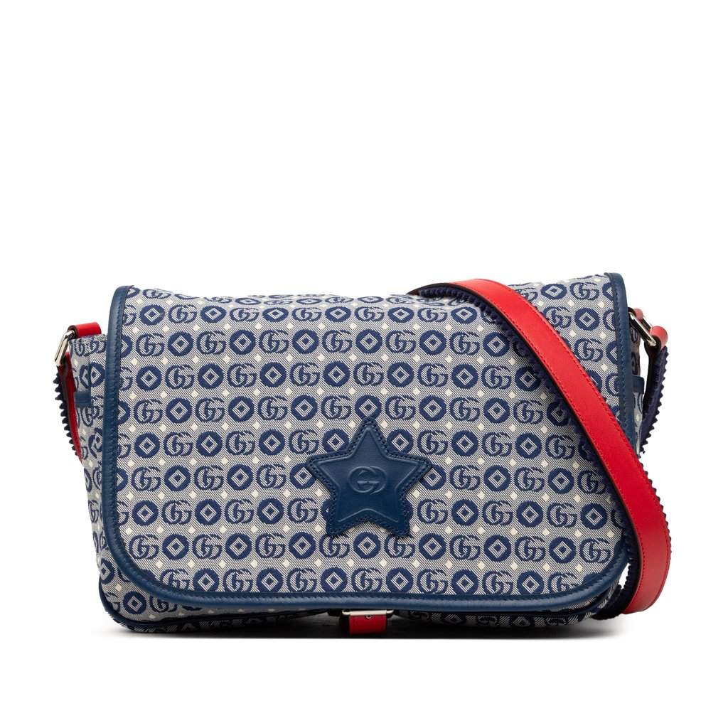Gucci Kids GG Canvas Star Messenger Bag Blue Very good condition - Front View