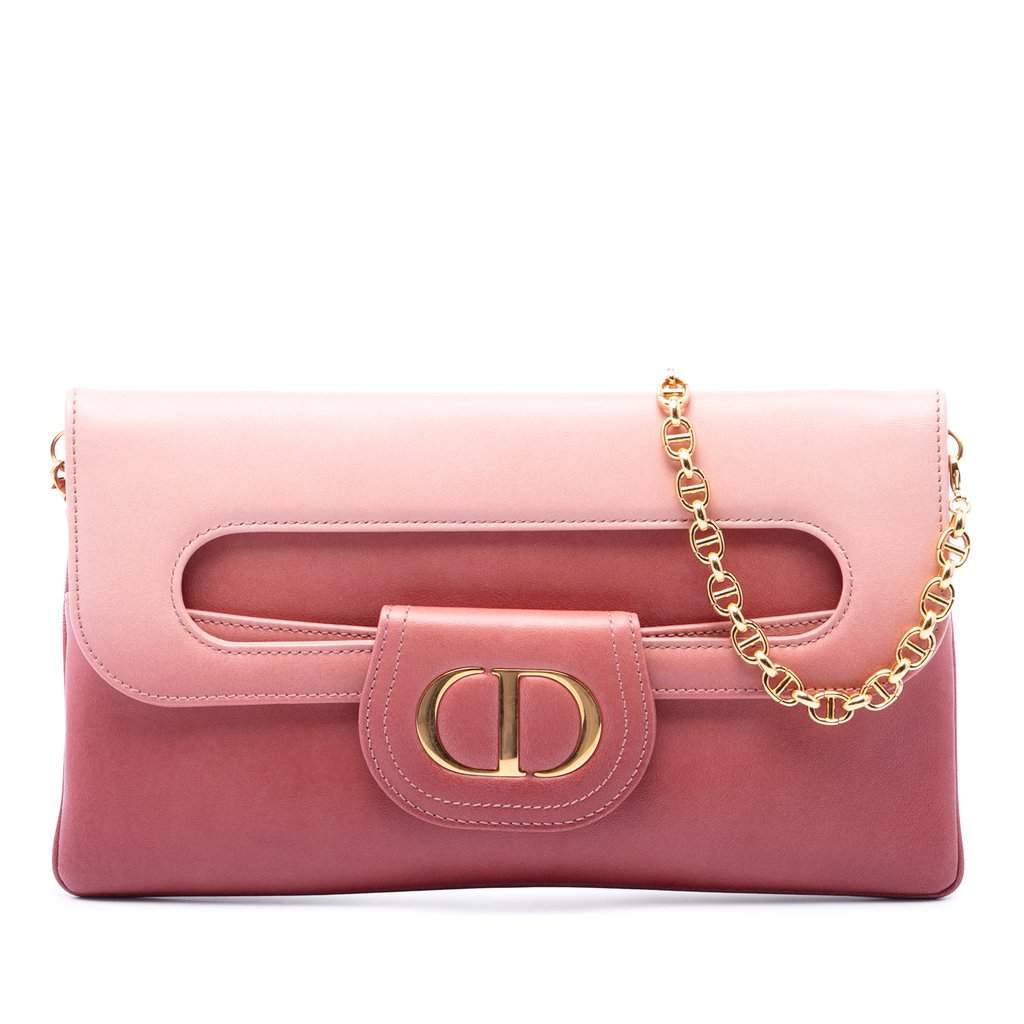 Dior Medium Gradient Calfskin DiorDouble Chain Bag Pink Leather Very good condition - Front View