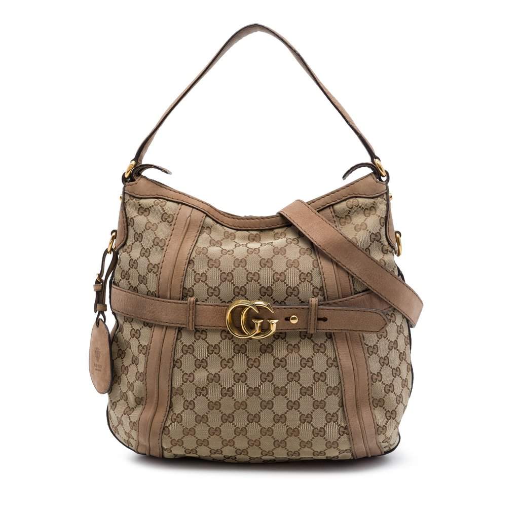 Gucci Medium GG Canvas Running Satchel Beige Very good - Front View