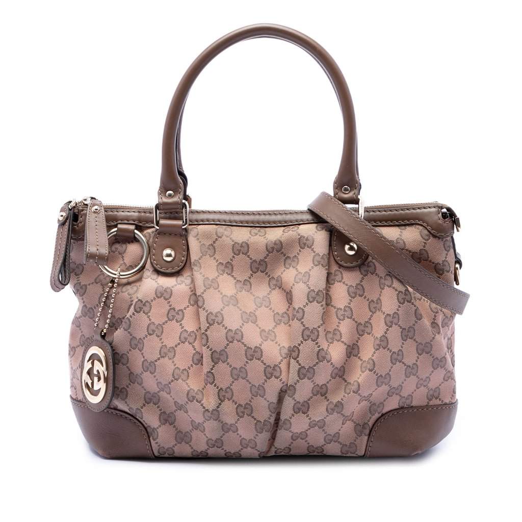 Gucci GG Canvas Sukey Satchel Beige Very good condition - Front View