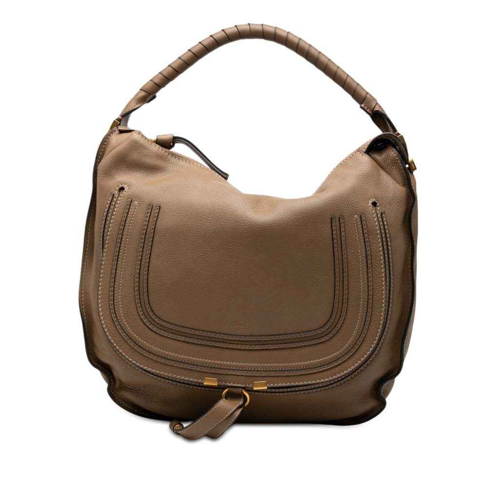 Chloé Large Pebbled Calfskin Marcie Hobo Brown Leather Very good condition - Front View