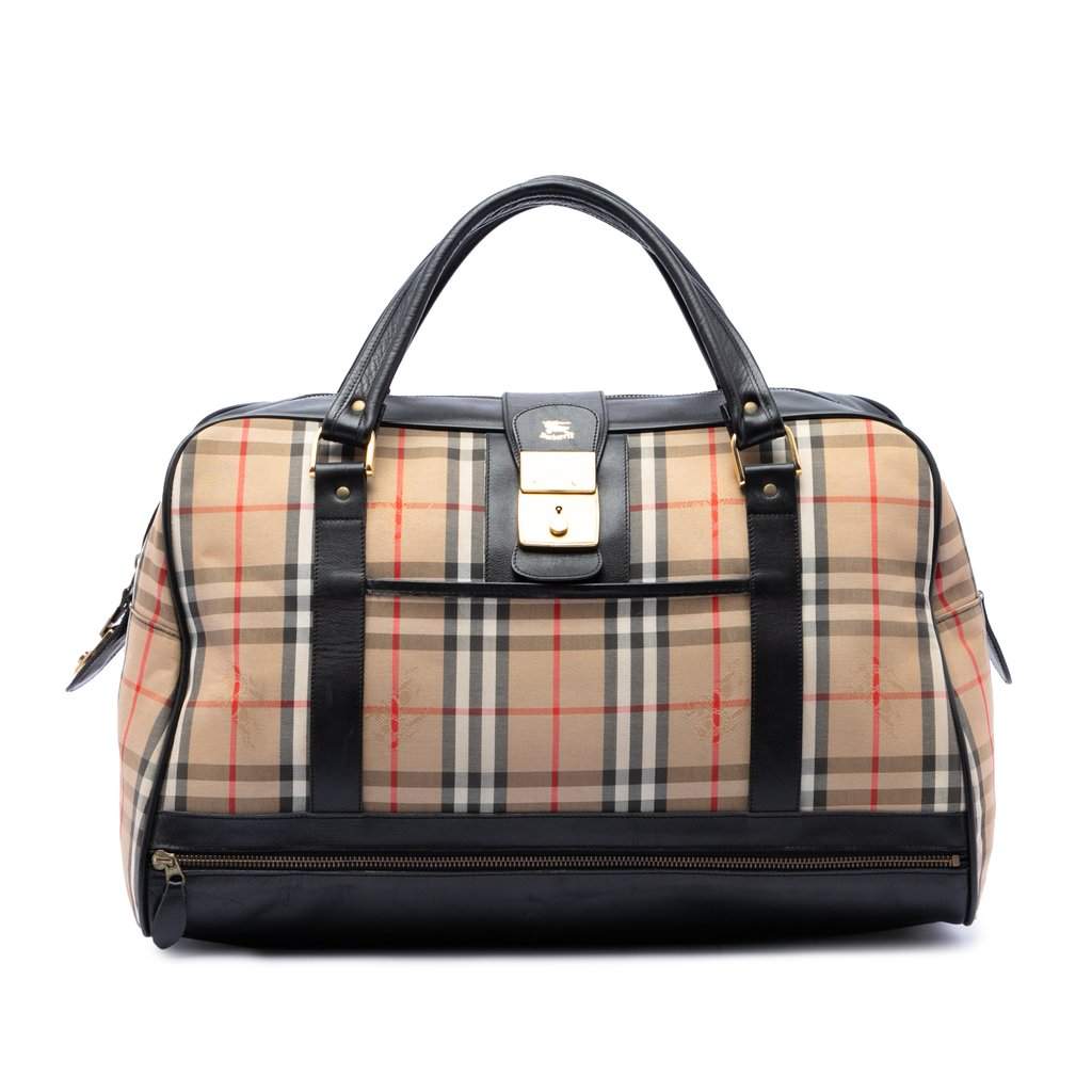 Burberry Haymarket Check Canvas Travel Bag Beige Very good - Front View