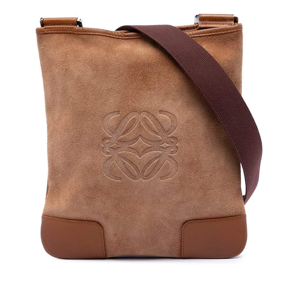 Loewe Suede Anagram Crossbody Brown Leather Very good condition - Front View