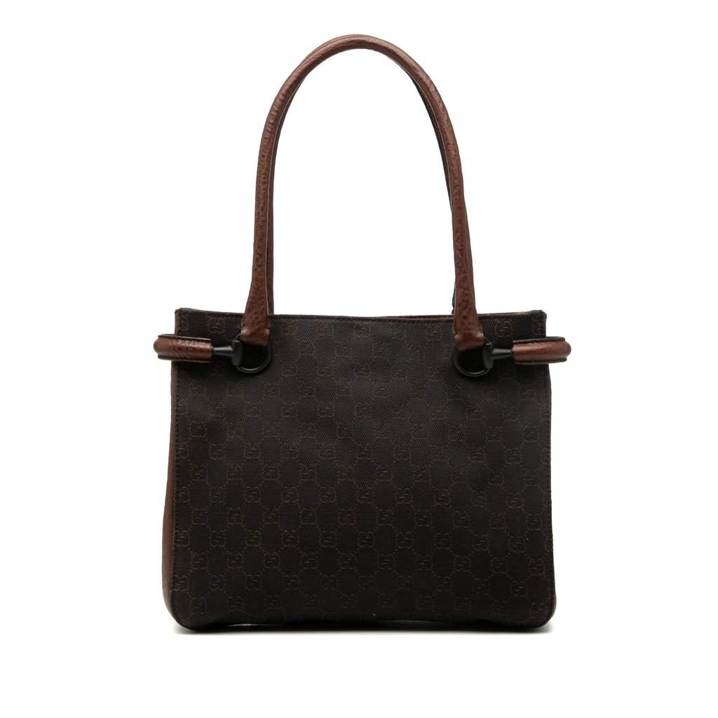 Gucci GG Denim Shoulder Bag Brown Very good - Front View