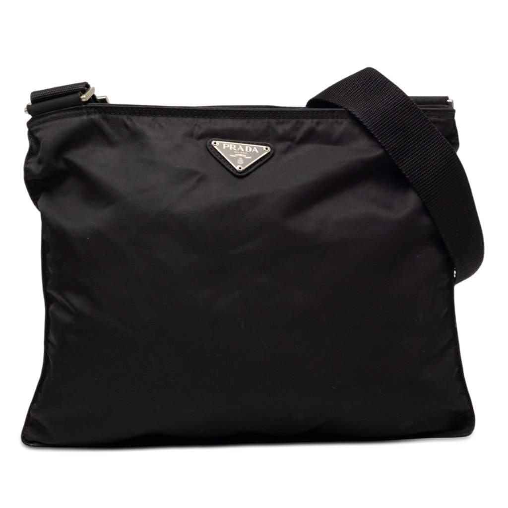 Prada Tessuto Zip Top Crossbody Black Very good - Front View