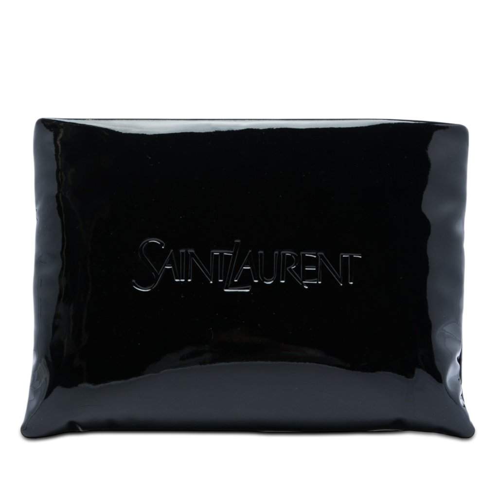 Saint Laurent Large Patent Puffy Pouch Black Leather Very good - Front View