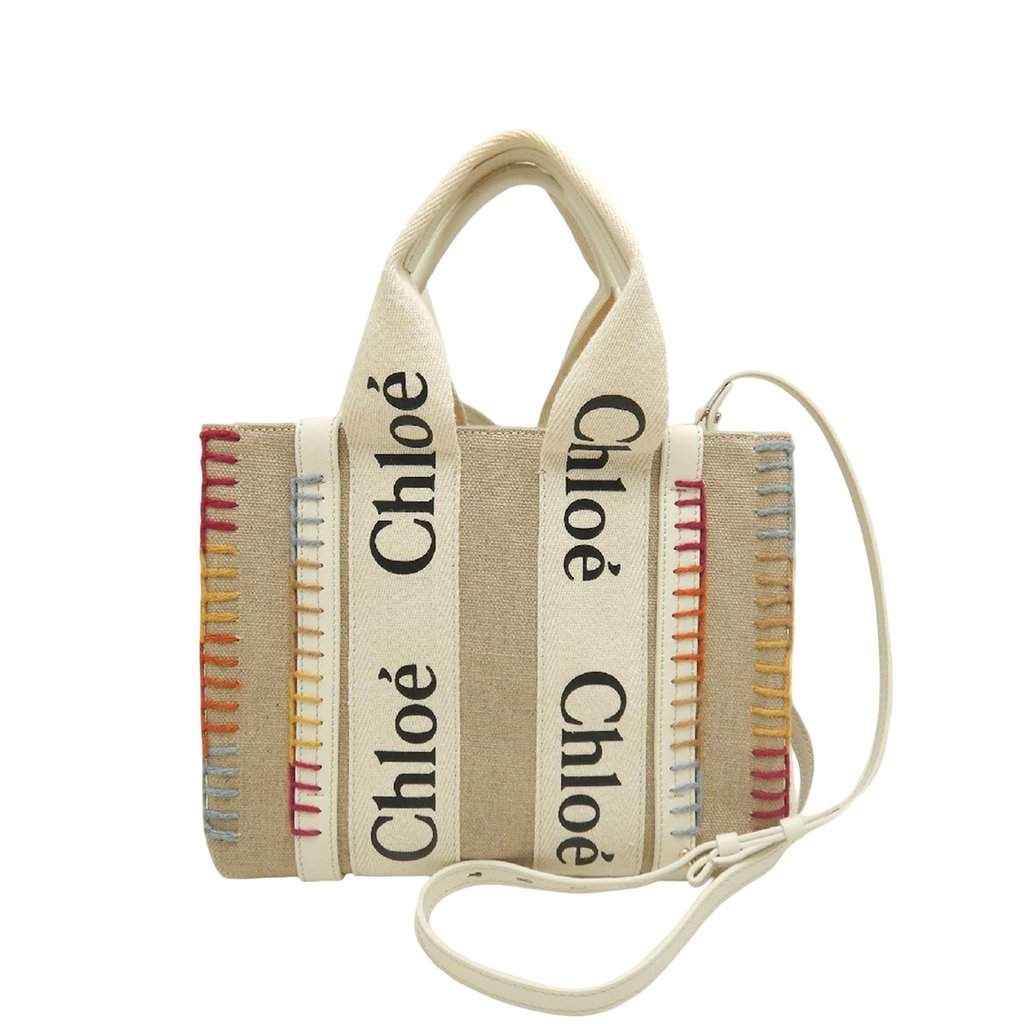 Chloé Small Canvas Stitch Woody Tote Beige Very good condition - Front View